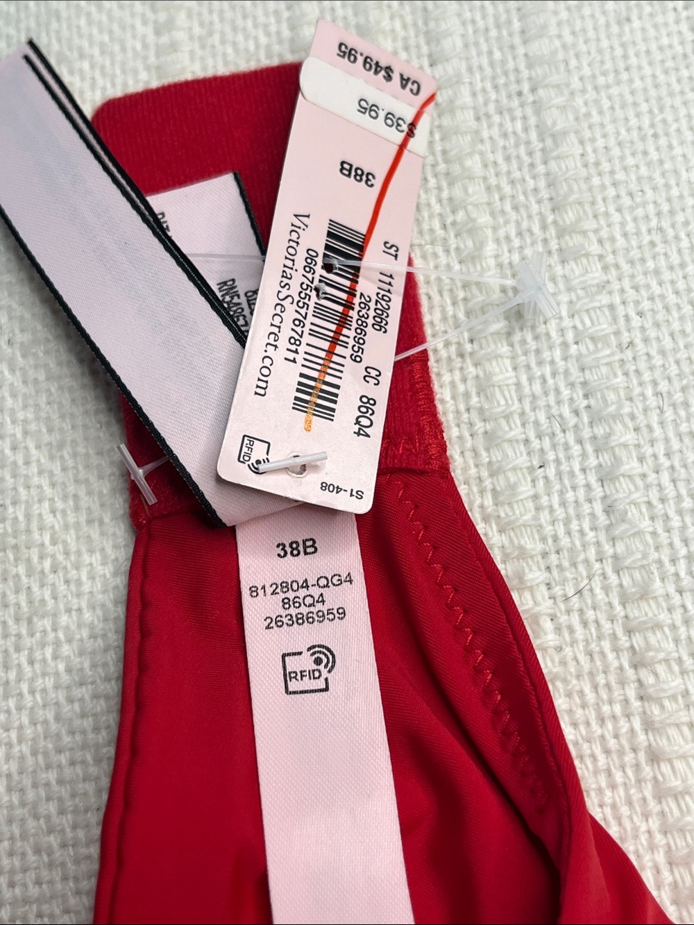 Victoria's Secret Red Padded Underwire Bra with Adjustable Straps, NWT size 38B - Picture 7 of 13